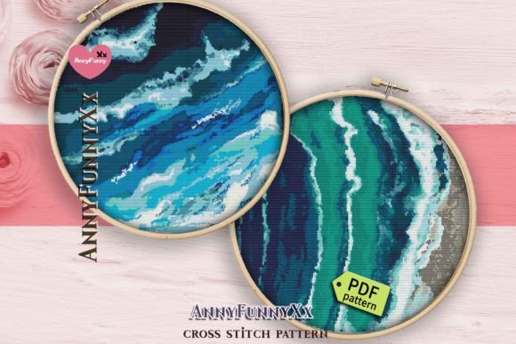 Review: Set of 2 Ocean Wave Cross Stitch Pattern